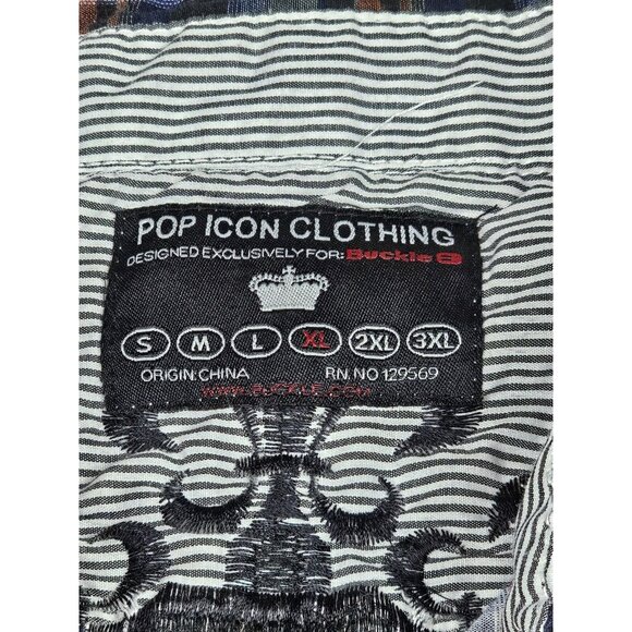 Pop Icon Clothing Button Up Shirt Mens XL Western Pearl Snap Short Sleeve. - Picture 2 of 8